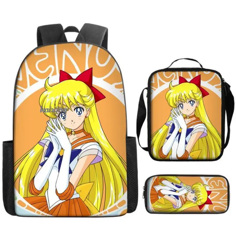 Plecak Sailor Moon Printe Princess 1-6 w klasie ortopedycznej 3 sztuki kreskówka Mochila Escolar powrót do szkoły