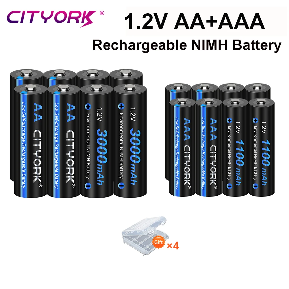 CITYORK AA rechargeable battery + AAA battery Rechargeable batteries 1.2V AA AAA NIMH NI-MH Battery Low Self Discharge Battery