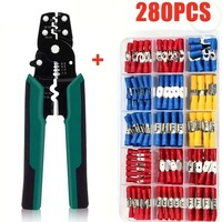 280Pcs Spade Crimp Terminal Kit with 4-in-1 Wire Stripper Insulated Copper Cable Connectors