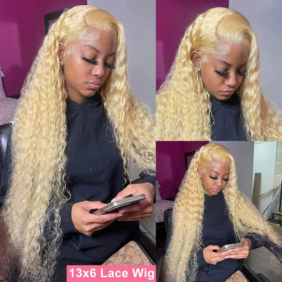 613 Curly Hd Lace Frontal Wig 13x6 Human Hair Wigs Deep Wave Colored Real Human Hair Wigs Lace Front Wigs For Women 40 Inch image 4