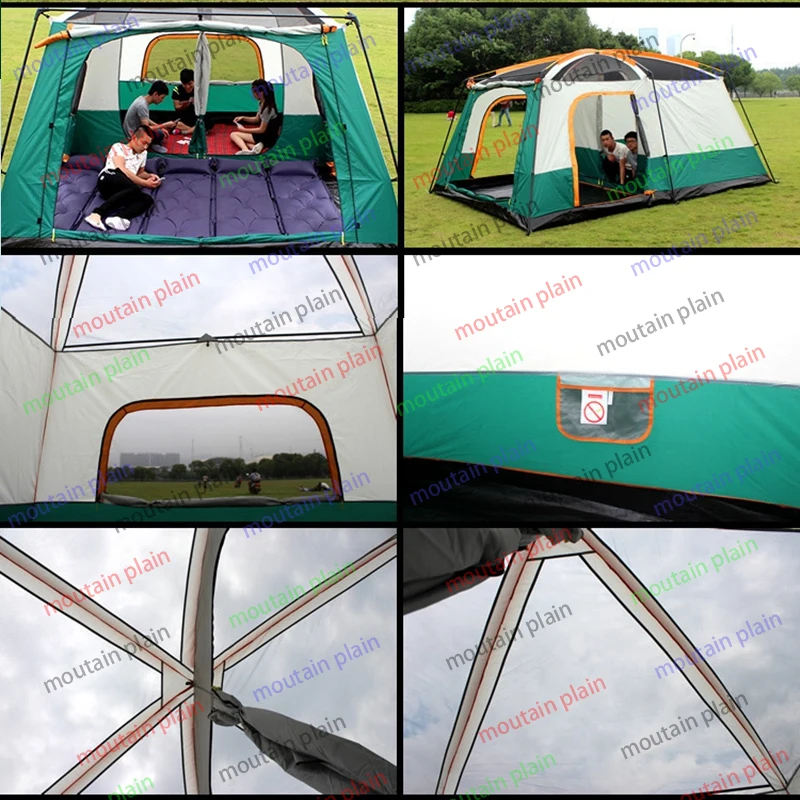 Outdoor Camping Large Family Tent Travel Outing Keep 2 Bedrooms 1 Living Room Mosquito Control Windproof Warm Uv Protection