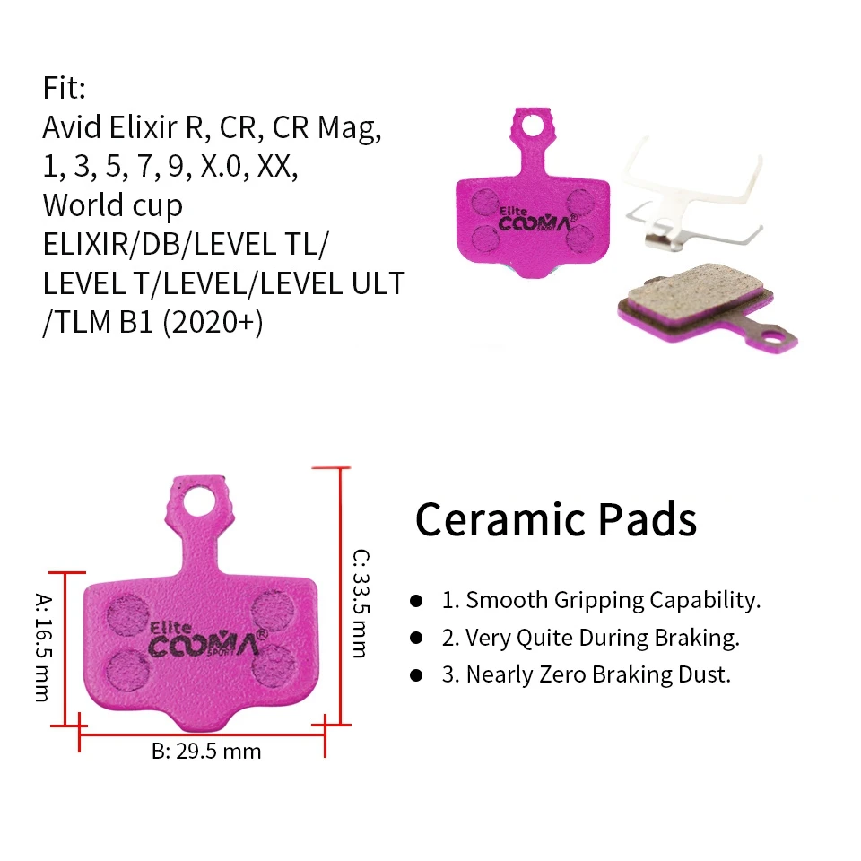 COOMA SPORT 4 คู่เซรามิคจักรยานแผ่นดิสก์เบรคสําหรับ SRAM DB ระดับ, AVID Elixir R, CR, CR Mag, 1/3/5/7/9, X.0, XX