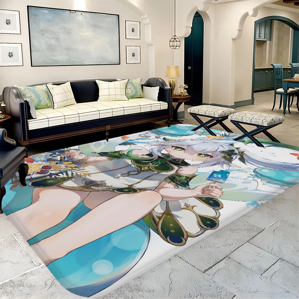 Cute Nahida Genshin Impact Room Mats Cheaper Anti-slip Modern Living Room Balcony Printed Household Carpets