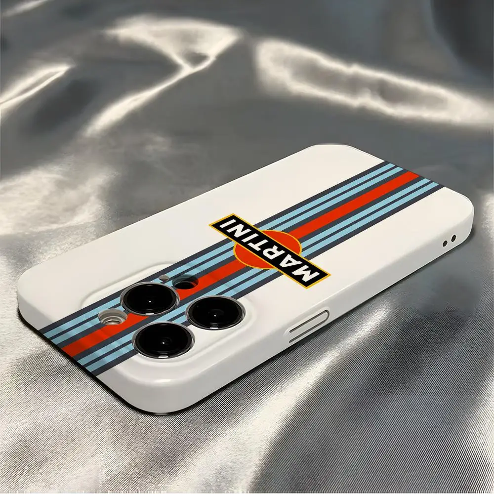 Custodia per telefono con logo Racing M-Martini per Iphone 16 Pro Max 15 Pro 13 14 12 11 X XR XS Max Cover all-inclusive