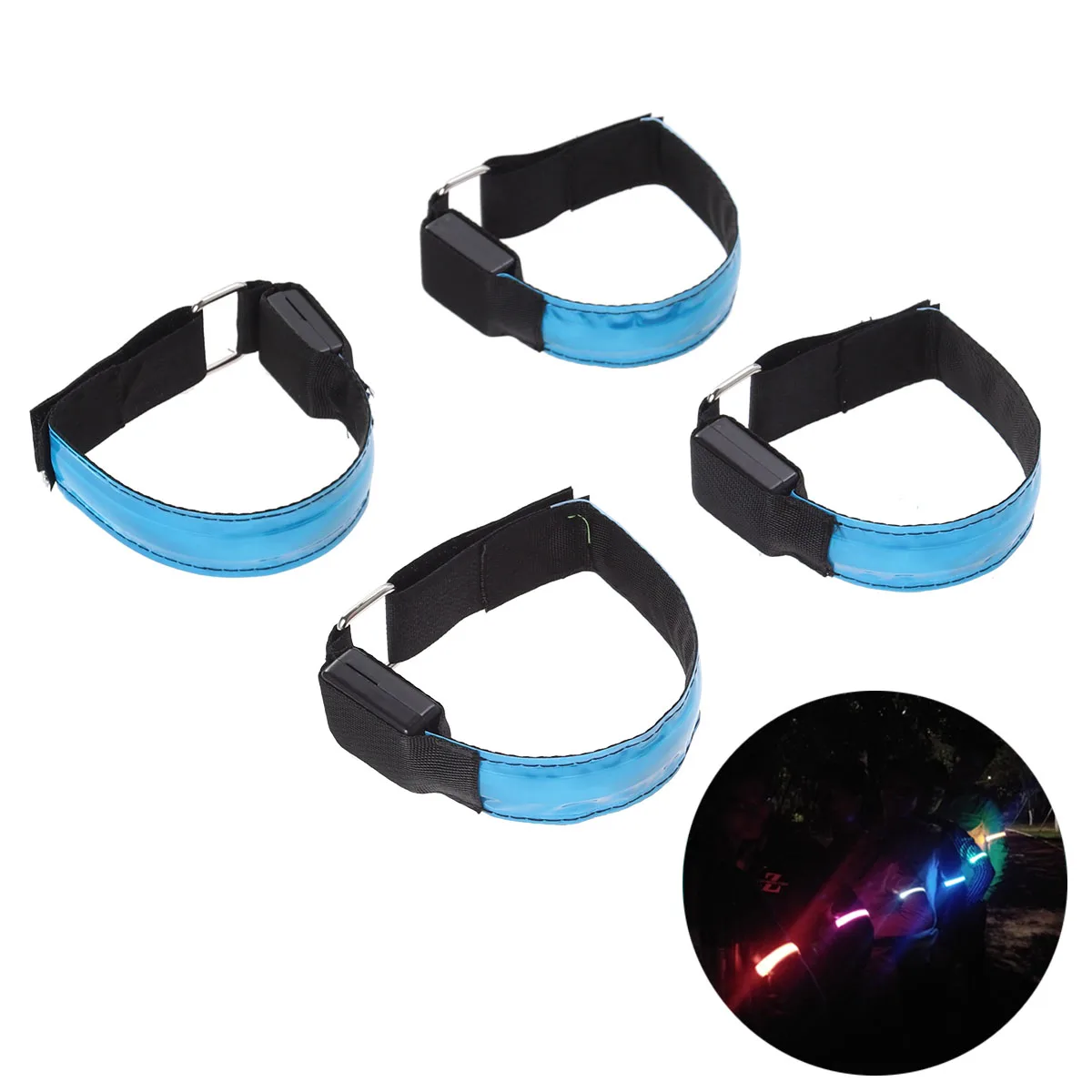 

4 Pcs LED Armband Lightweight Flexible Running Reflective Bracelet Wristband Fluorescent Reflector Outdoor Camping Hiking Night