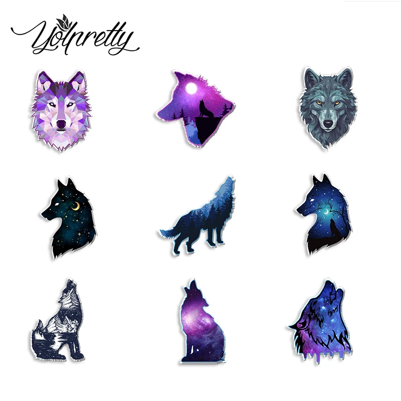 2023 New Arrival Fashion Galaxy Forest Purple Wolf and Moon Handcraft Acrylic Epoxy Badge Pin Lapel Pins