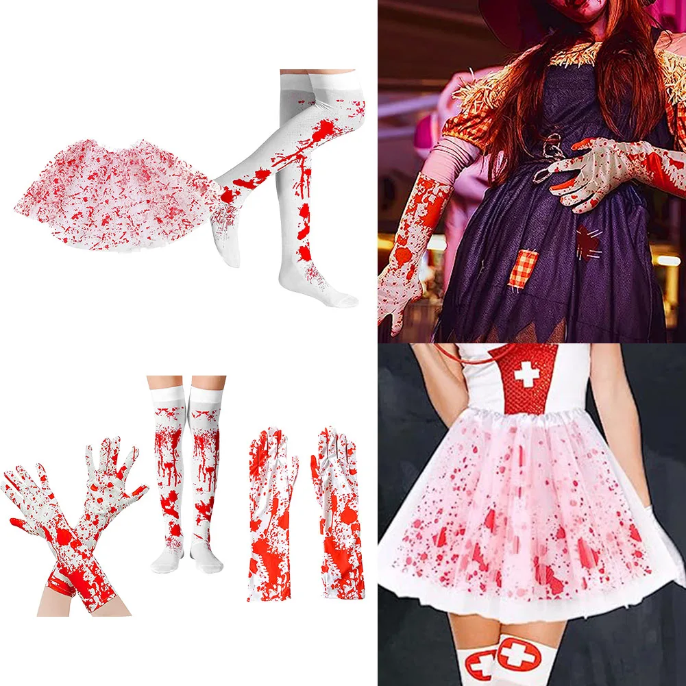 Halloween Cosplay For Costume Cloth Breathable Socks High Stockings White Chiffon Dress Halloween Cosplay Accessory