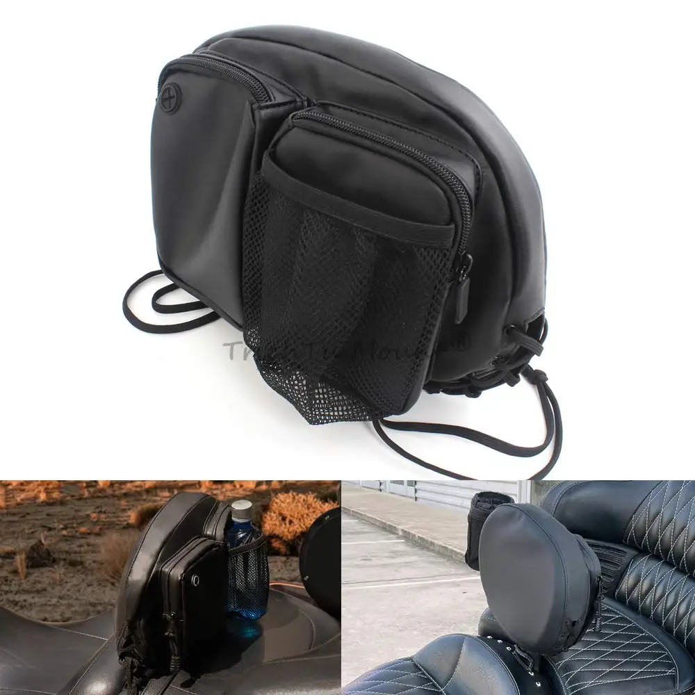 Motorcycle Backrest Sissy Bar Organizer Bag PU Leather For Touring CVO Street Glide Softail Dyna Sportster Spyder RT Indian Part
