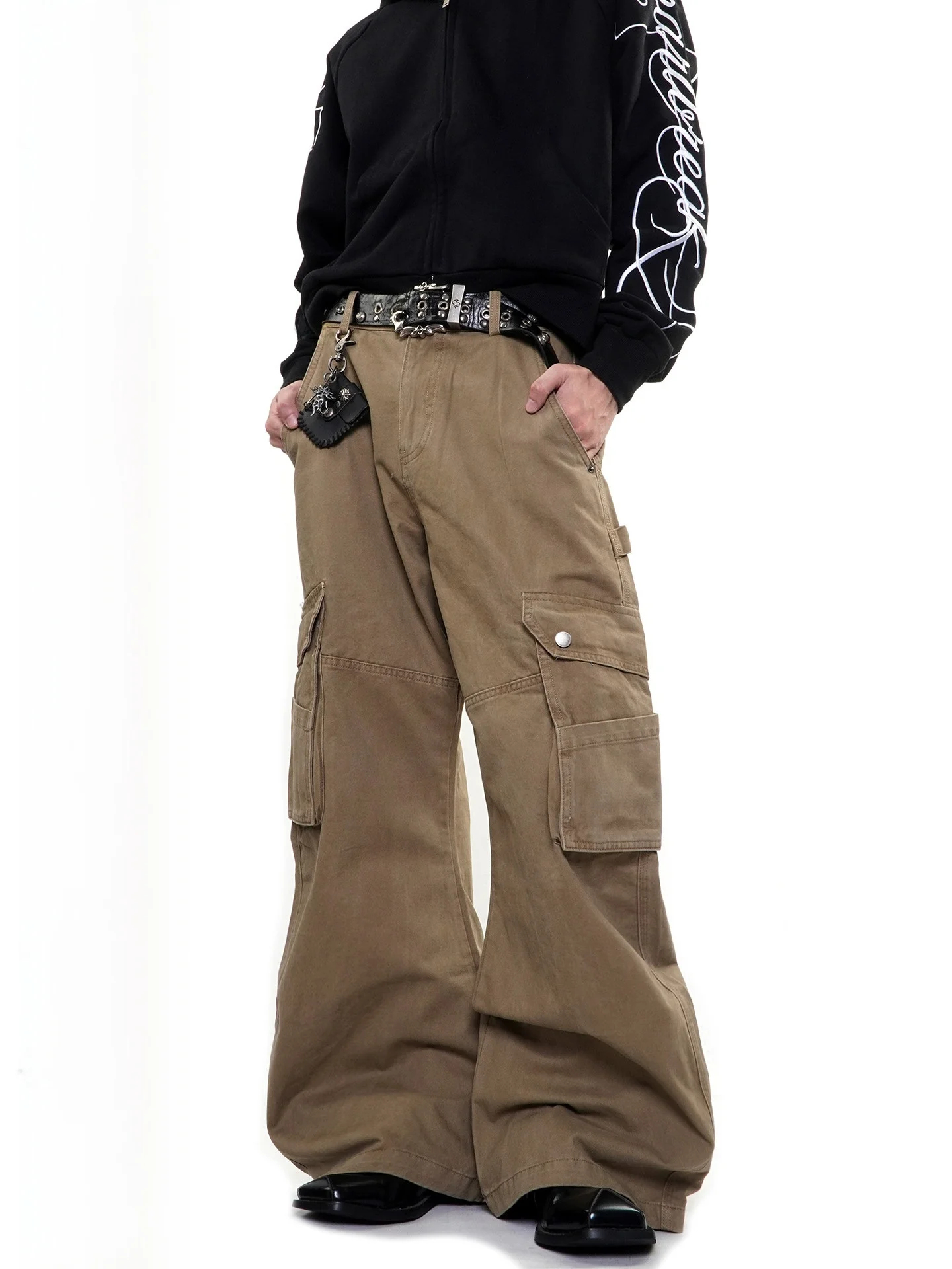 Calças de Trabalho Retro Americanas, Largas e de Corte Reto, Calças Casuais para Homens e Mulheres, Jeans com Múltiplos Bolsos