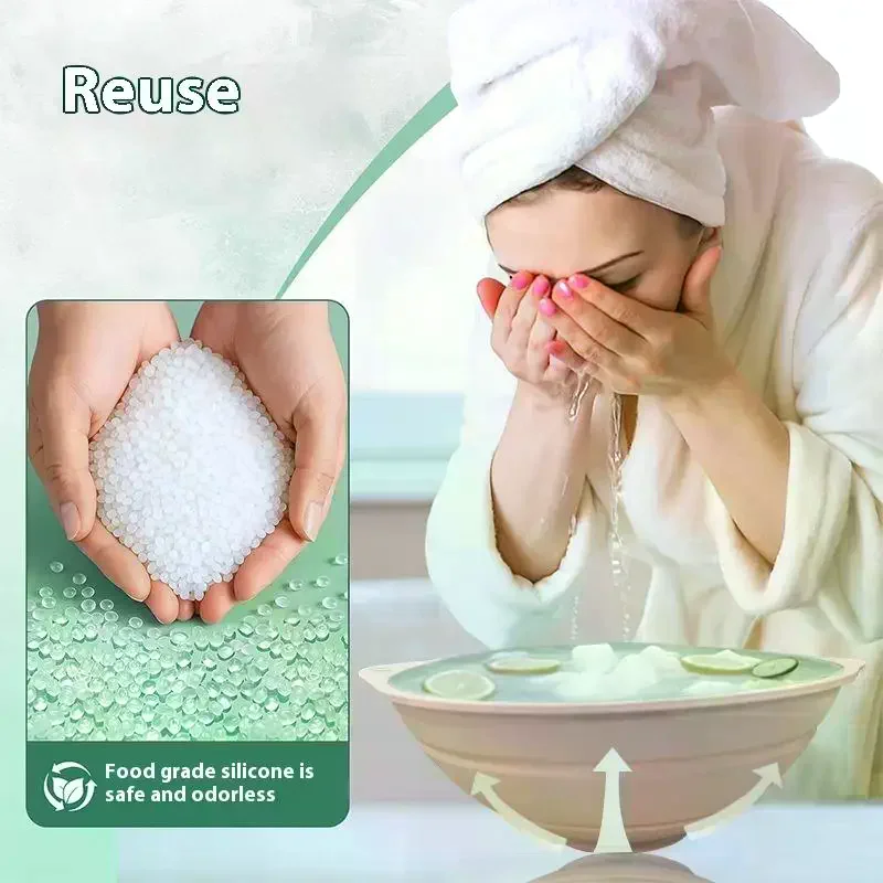 フェイシャル用ポータブルフェイスアイスバスボウル、折りたたみ式アイスフェイシャル洗面器、フェイシャルスキンケアツール、家庭旅行用