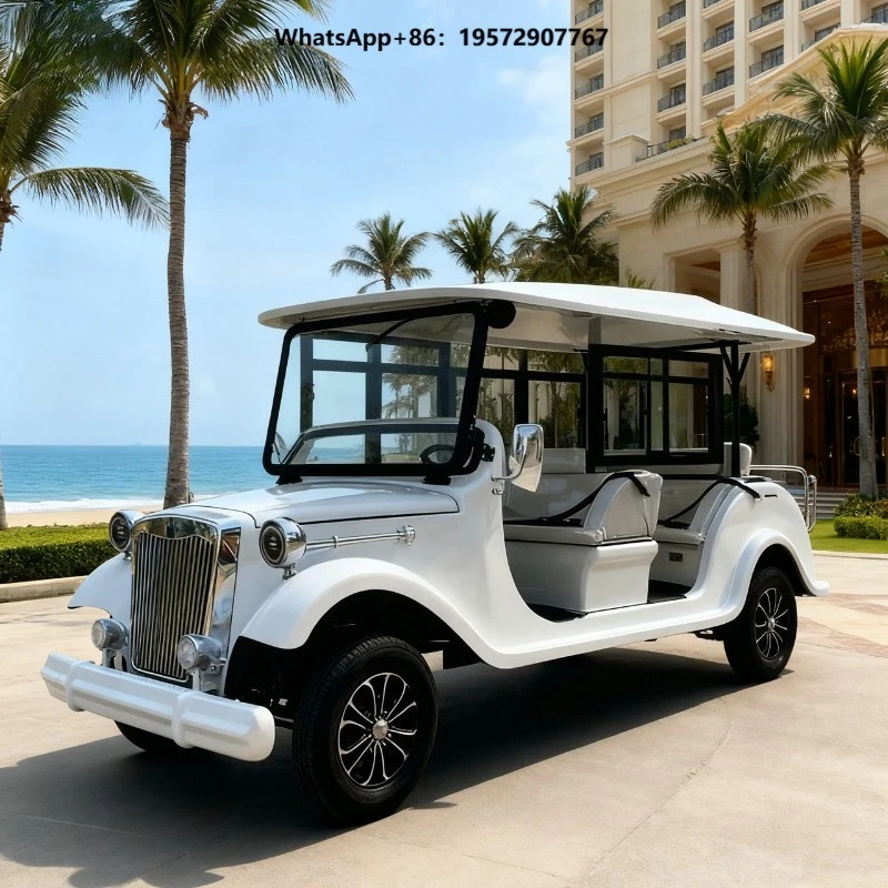 Electric Retro Car 5KW Motor Lithium Battery 7-8 Seats Tourist Car Golf Cart for Resort