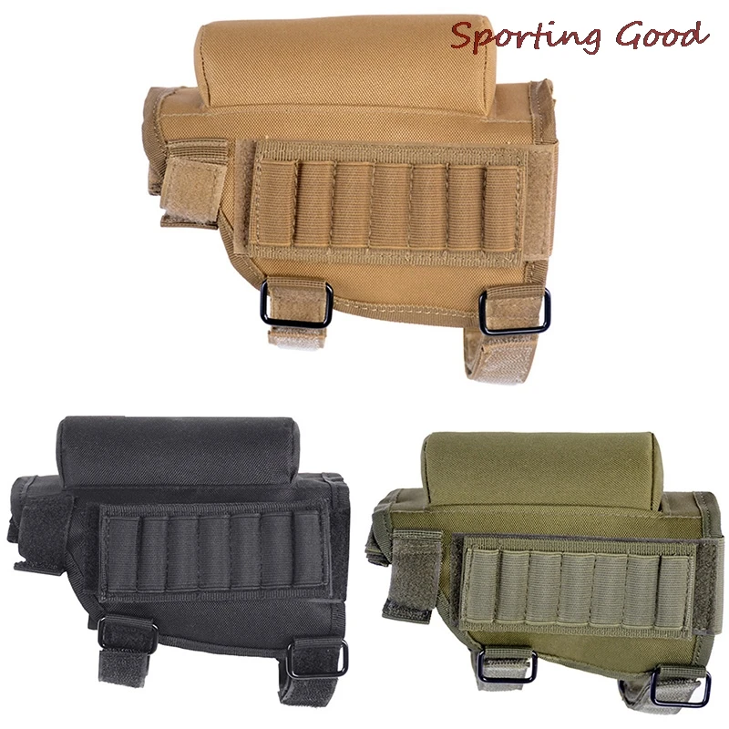 Adjustable Outdoor Tactical Butt Stock Rifle Cheek Rest Pouch Bullet Holder Nylon Riser Pad Ammo Cartridges Bag