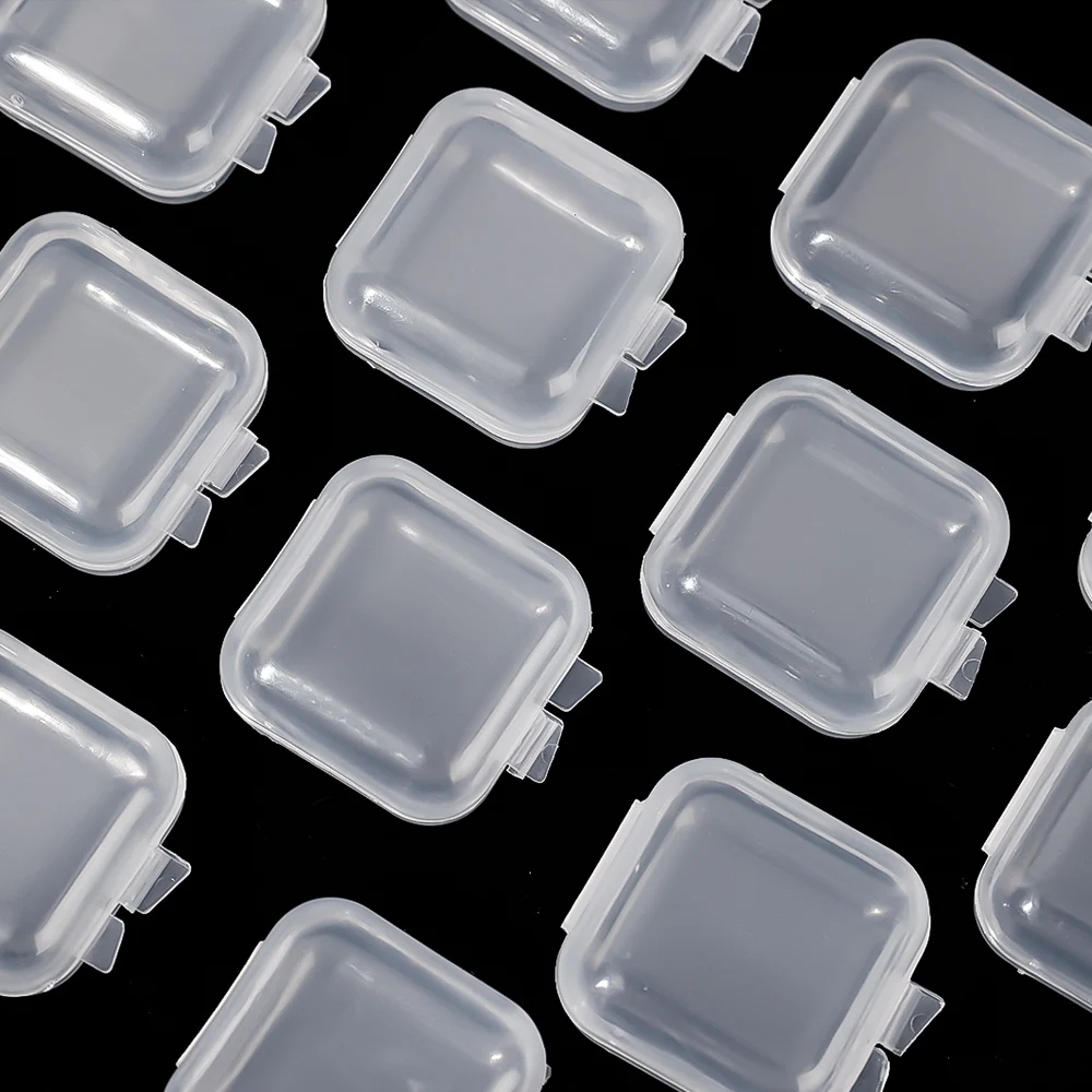 1-20Pcs Minor Plastic Storage Box Square Transparent Organizer for Necklace  Rings Jewelry Packaging Boxes Storager Container