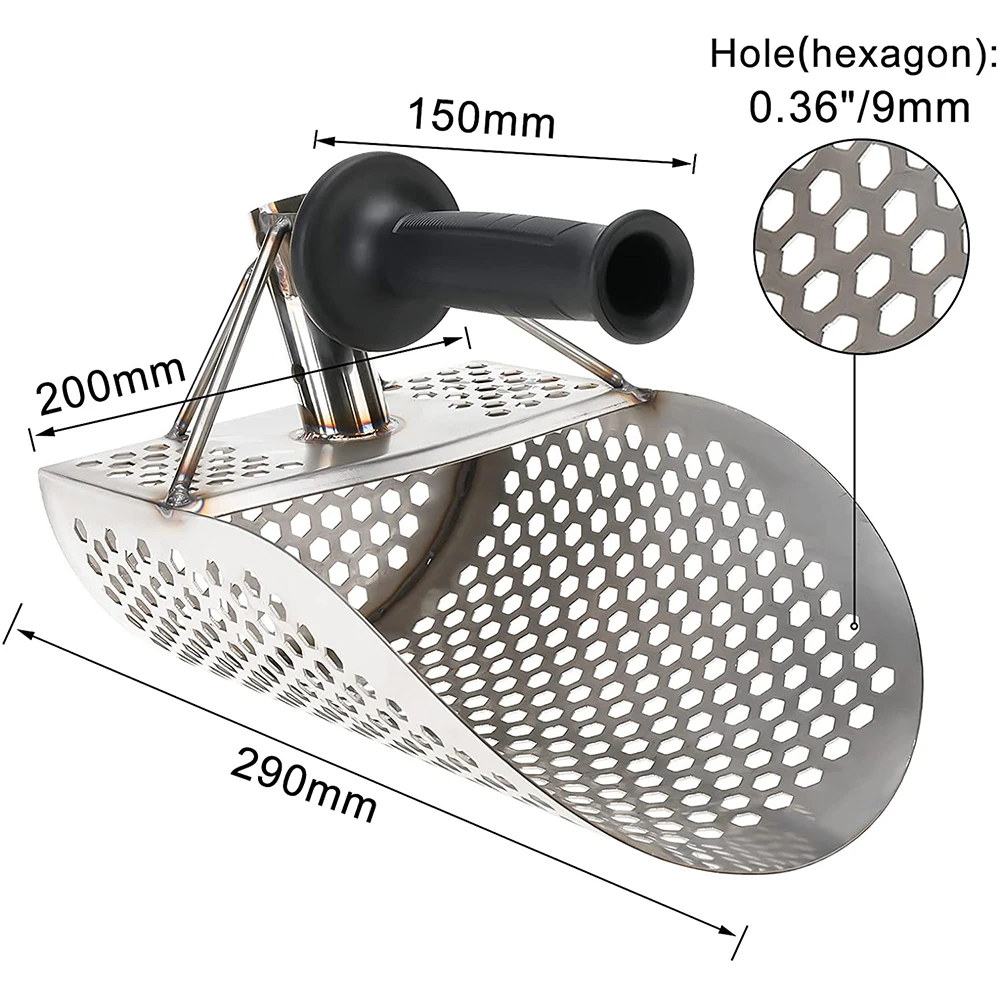 Metal Detector Hunting Stainless Steel Tool Hex Beach Sand Scoop Shovel Metal Detector Sand Scoops Treasure Detecting Newest
