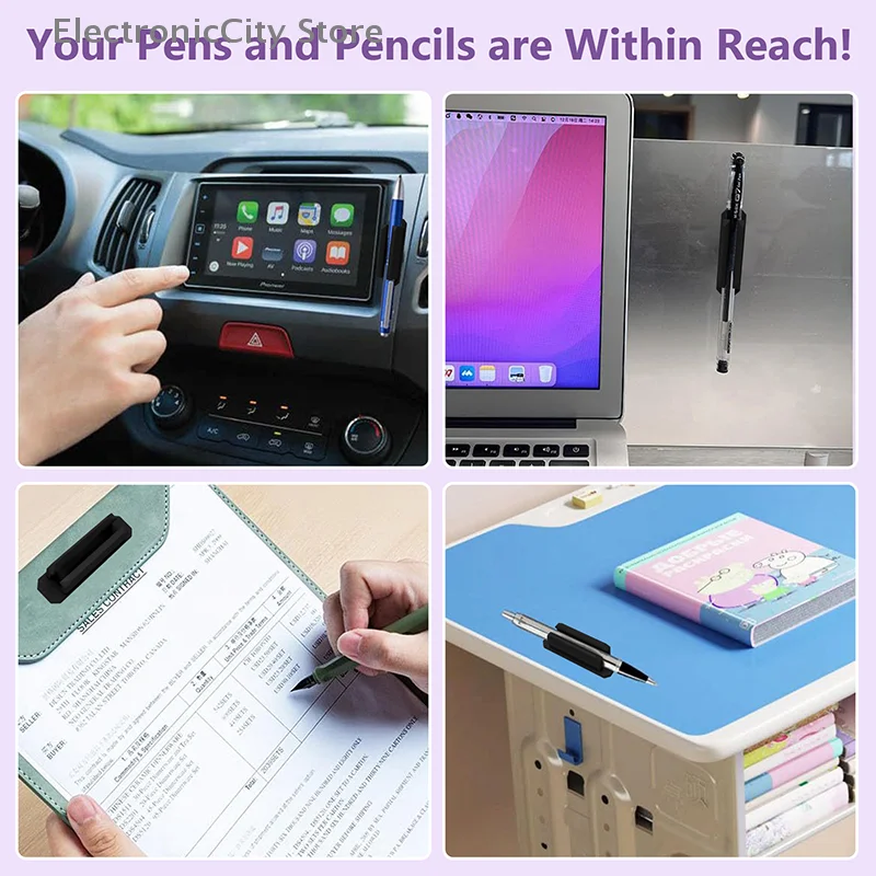 

Ballpoint Pen Storage Holder Home Office Organizer Self-Adhesive Silicone Pen Clip Wall Mounted Pencil Clip Desktop Marker Pen