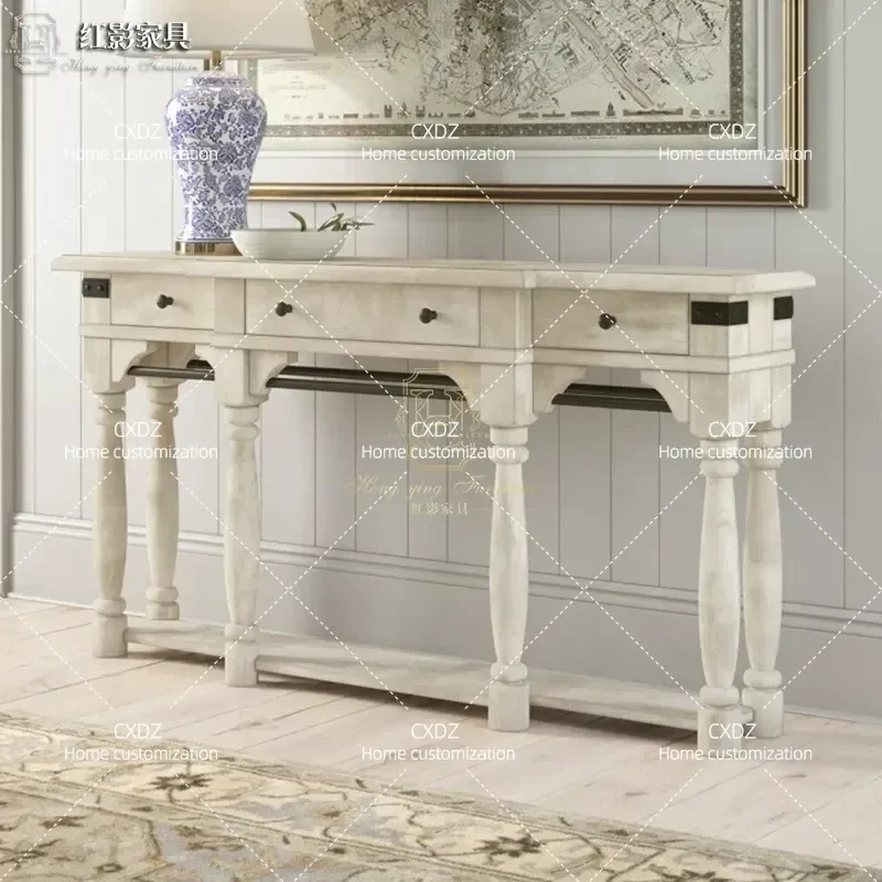 American Retro Solid Wood Porch Table Light Luxury Entry Foyer Decorative Cabinet Small Apartment Partition Sofa Back Table