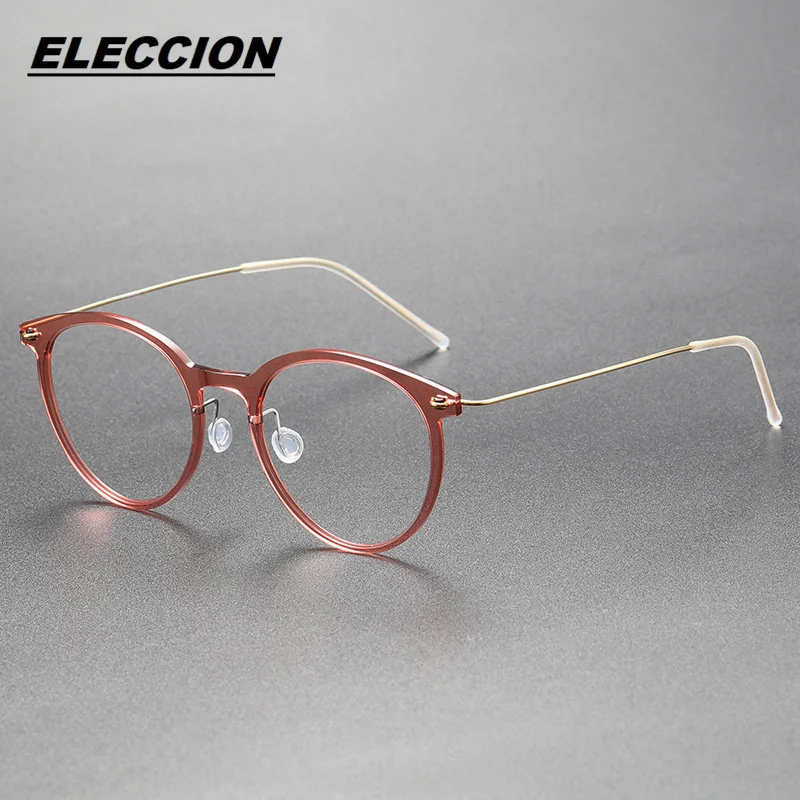 

Denmark Brand Luxury Glasses Frame Women Lightweight Titanium Round Eyeglasses Optical Myopia Eyewear Frames 6537