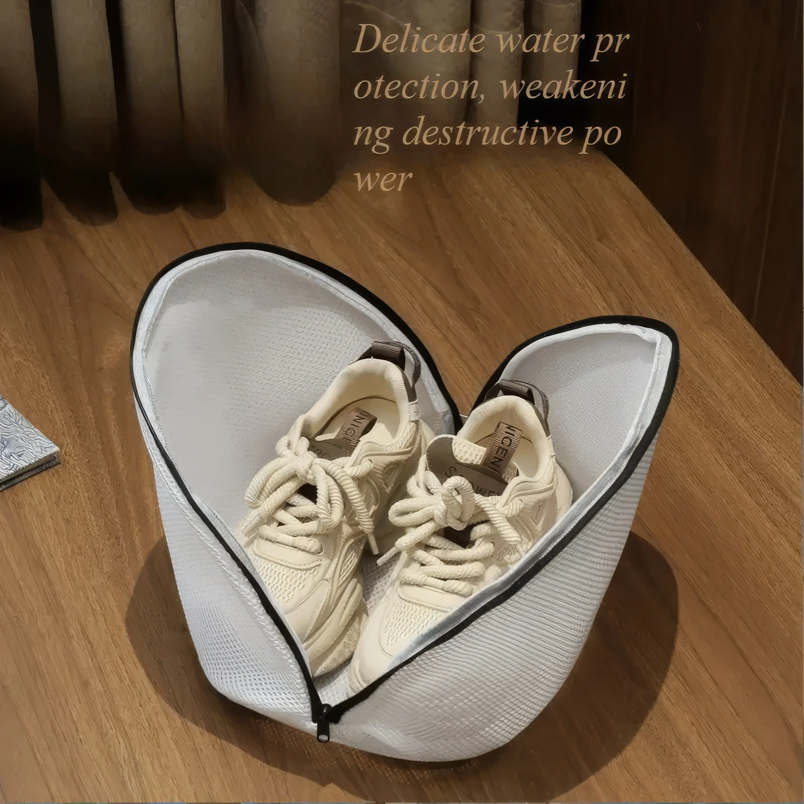 1 Lazy Shoe Wash Bag in White, with Zipper Closure and Mesh Anti Deformation Design, Suitable for Sports Shoes and Boots - Detail 1