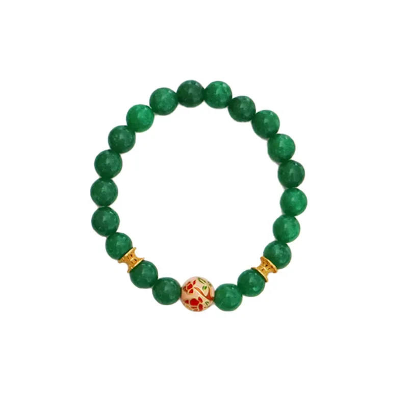 

Green natural stone handmade beaded bracelet for women with high-grade sense of niche simple bracelet