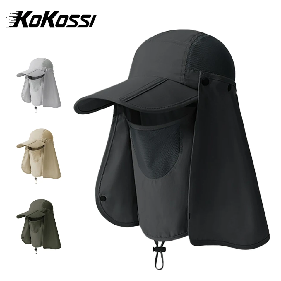 

Летняя рыболовная кепка KoKossi, защита от солнца, солнцезащитный крем, впитывающая пот, дышащая маска, маска для занятий спортом на открытом воздухе, для альпинизма, езды на велосипеде