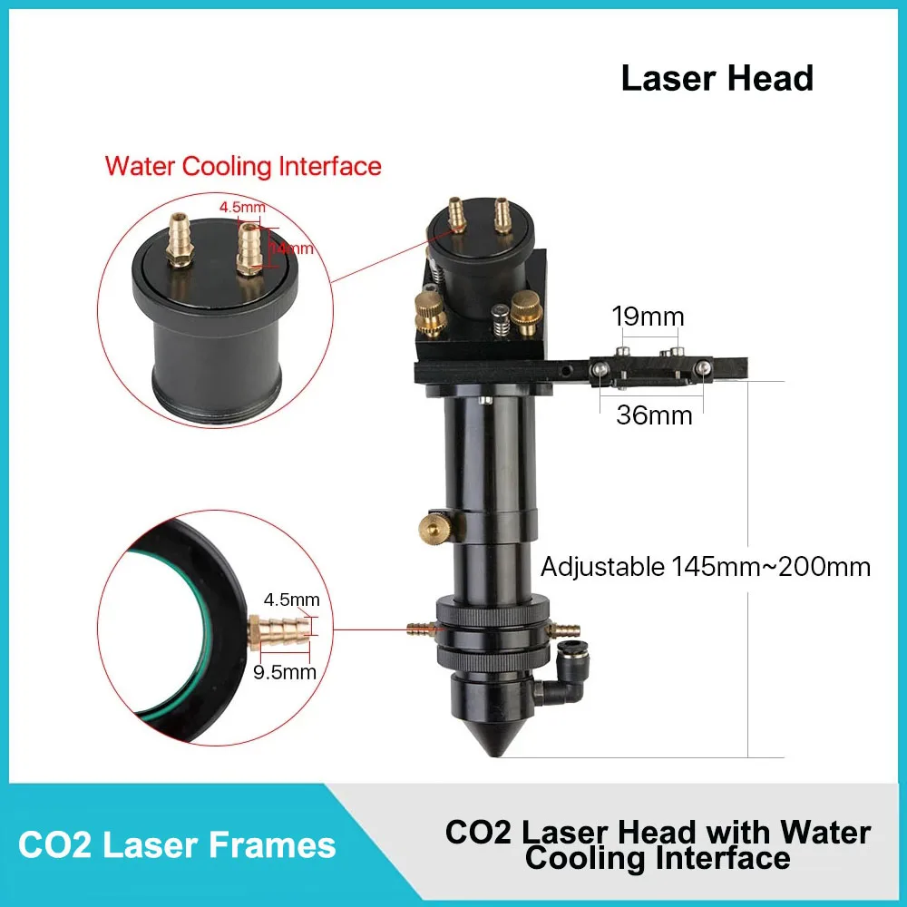 Laser Frame CO2 Mirror Holder Lens Tube Laser Head Gas Nozzle Engraving Machine Accessories