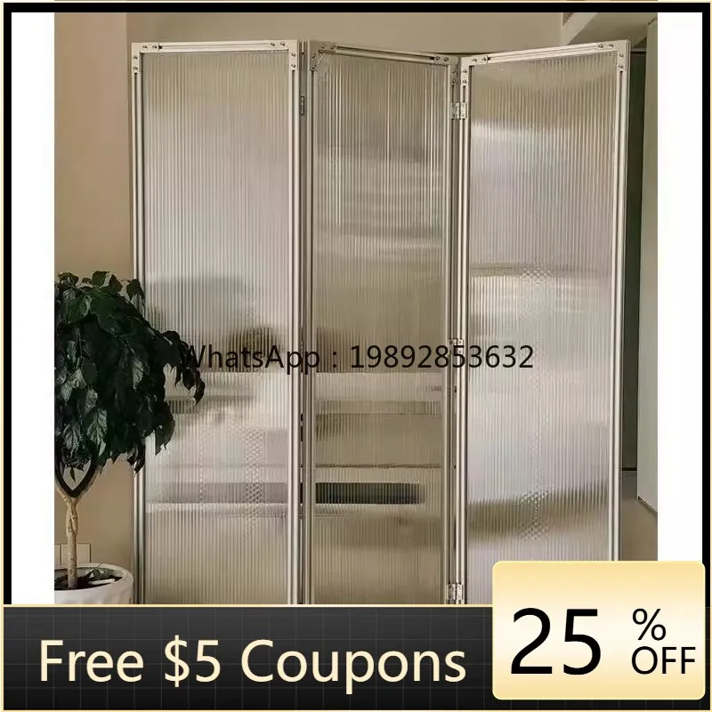YFY Office Glass Entry Screen Foldable Mobile No-Drill Dining Room Living Room Internet Celebrity Aluminum Profile