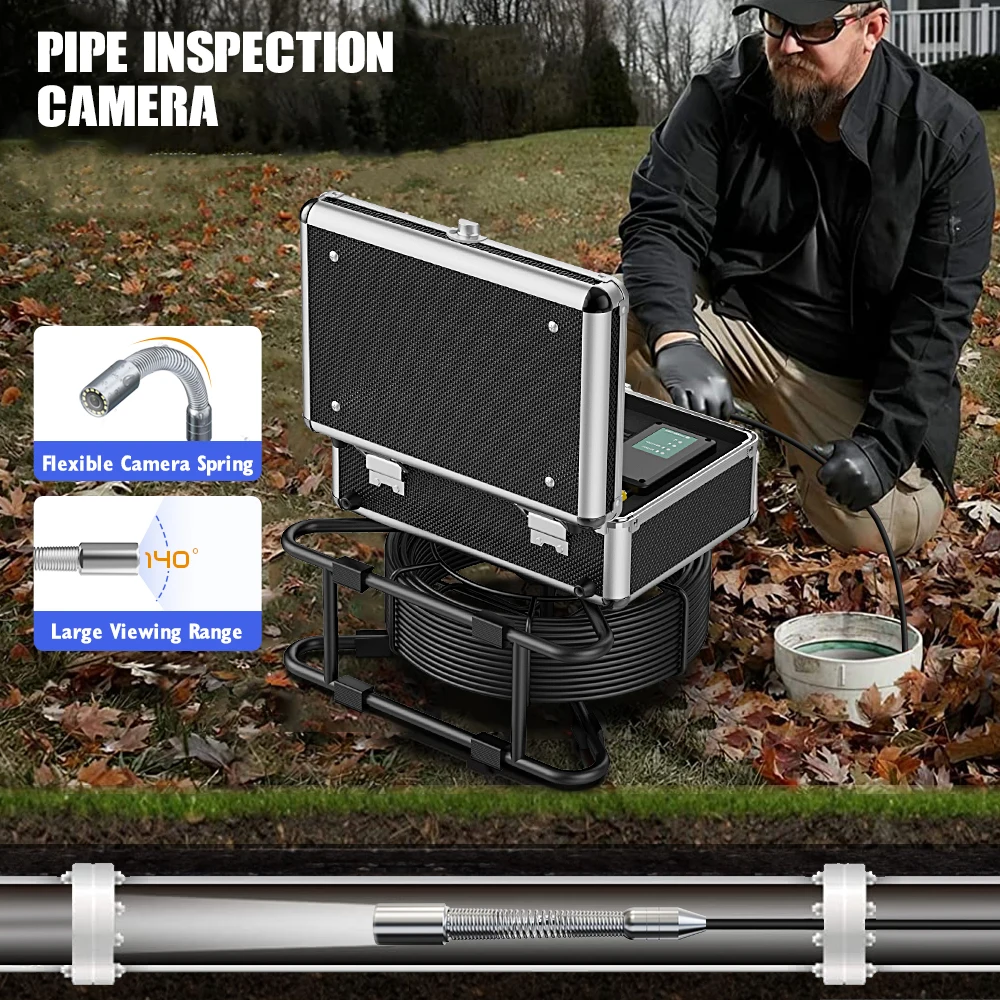 

GAMWATER10 Inch IPS Sewer Camera with 20M-50M 5mm Cable 4500mAh Li-ion Battery 512Hz Locator & DVR for Drain Pipe Inspection
