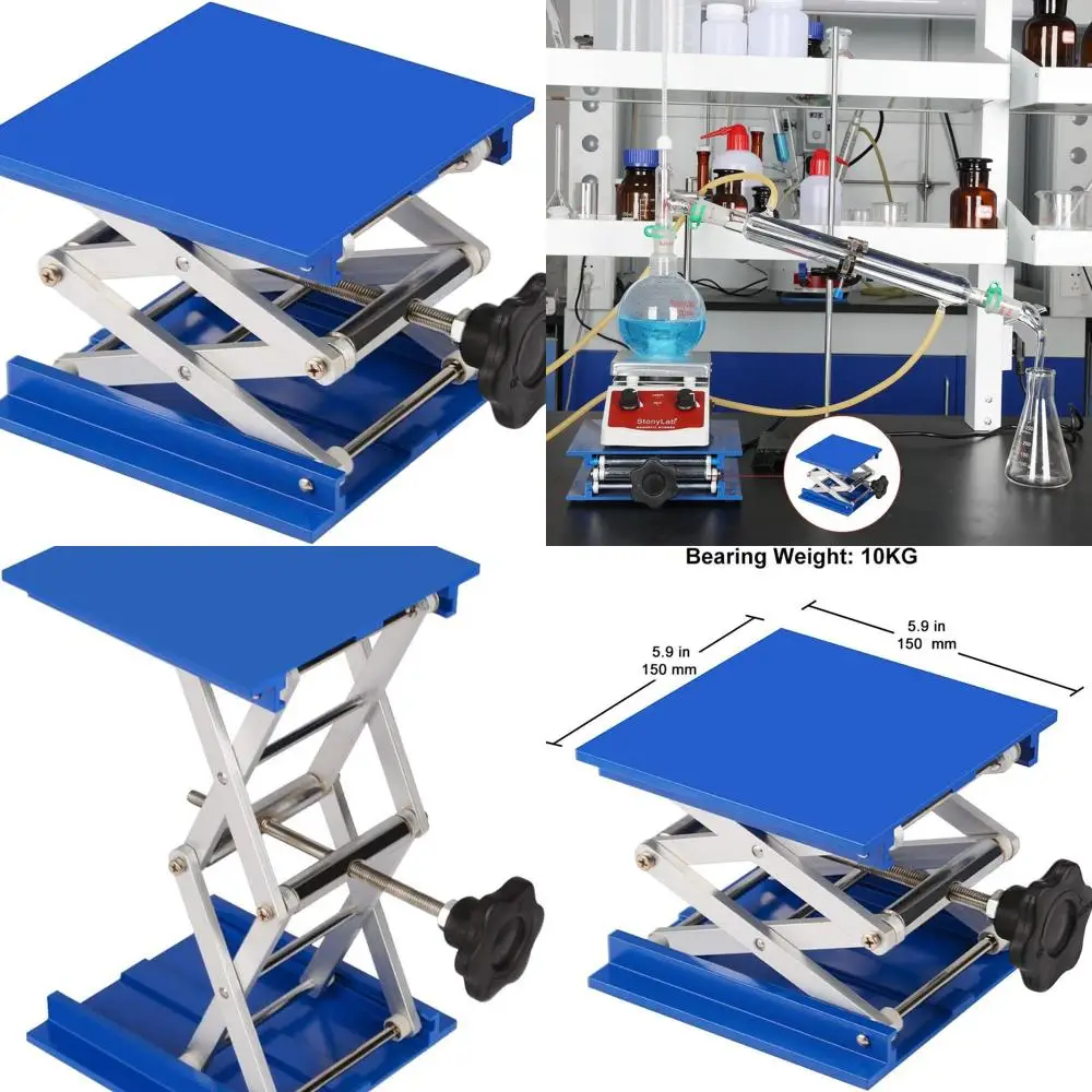 

Регулируемый алюминиевый лабораторный домкрат 6x6 с грузоподъемностью 10 кг, диапазон подъема 63-260 мм