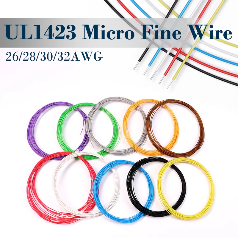 

32/30/28/26AWG UL1423 PTFE Wire Silver Plated Copper High Temperature Electronic Single Micro Fine Core Cable 10/20/50/100/500M