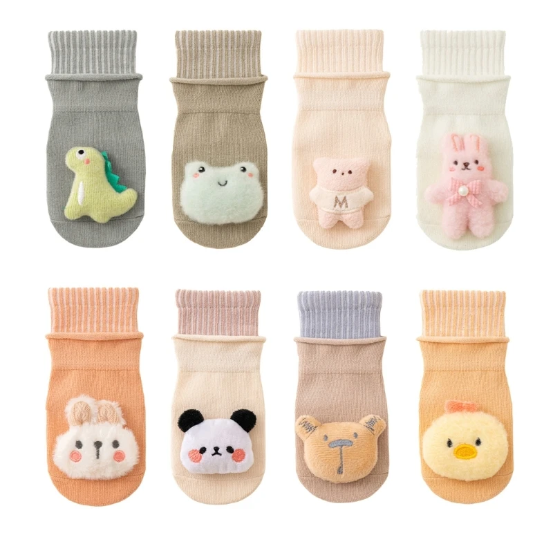 

Toddlers Cartoon Floor Socks with Grips for Infant Gender Neutral Prewalker Socks Spring Baby Socks Cotton Midcalf Socks