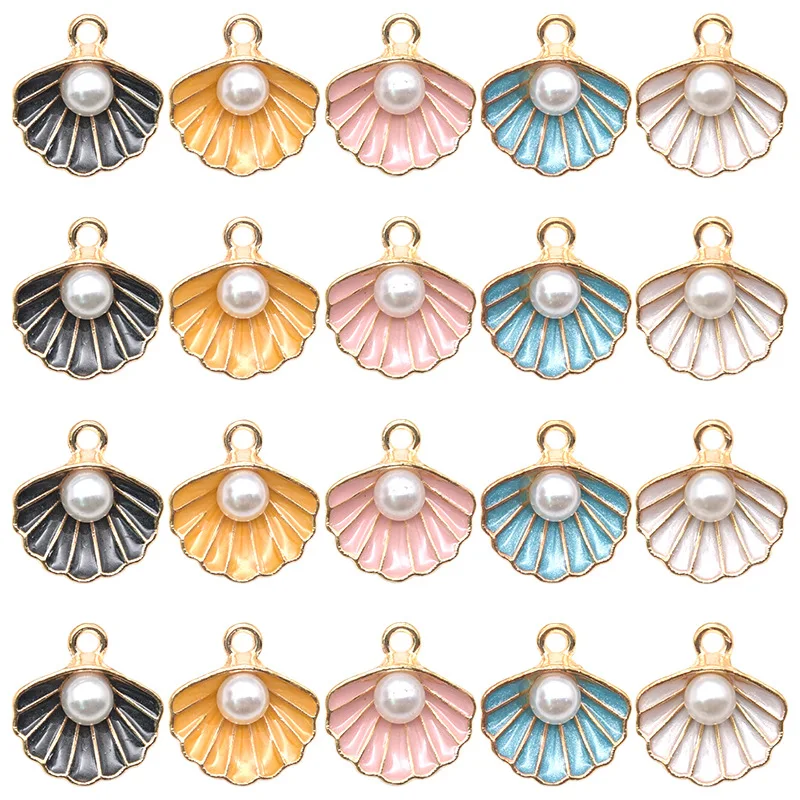 20Pcs 14.5*15.5mm Oil Dripping Jewelry Pearl Shell Pendant DIY Handmade Pendant Earrings Necklace Accessories