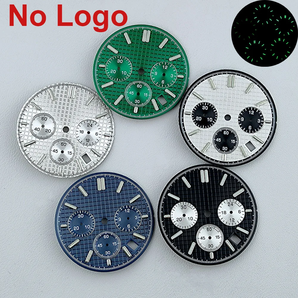 Esfera luminosa verde de Panda VK63, accesorios de reloj con movimiento, herramientas de reparación, sin logotipo, 31,8mm