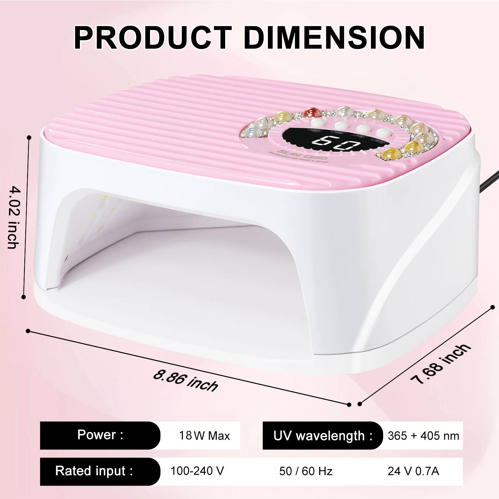 LIMEGIRL Nail UV Lamp 45LEDs Professional Nail Dryer Rapid Cure Lamp for Nails Phototherapy Light for Manicure Salon Acrylic Gel Art Quick Drying Tools
