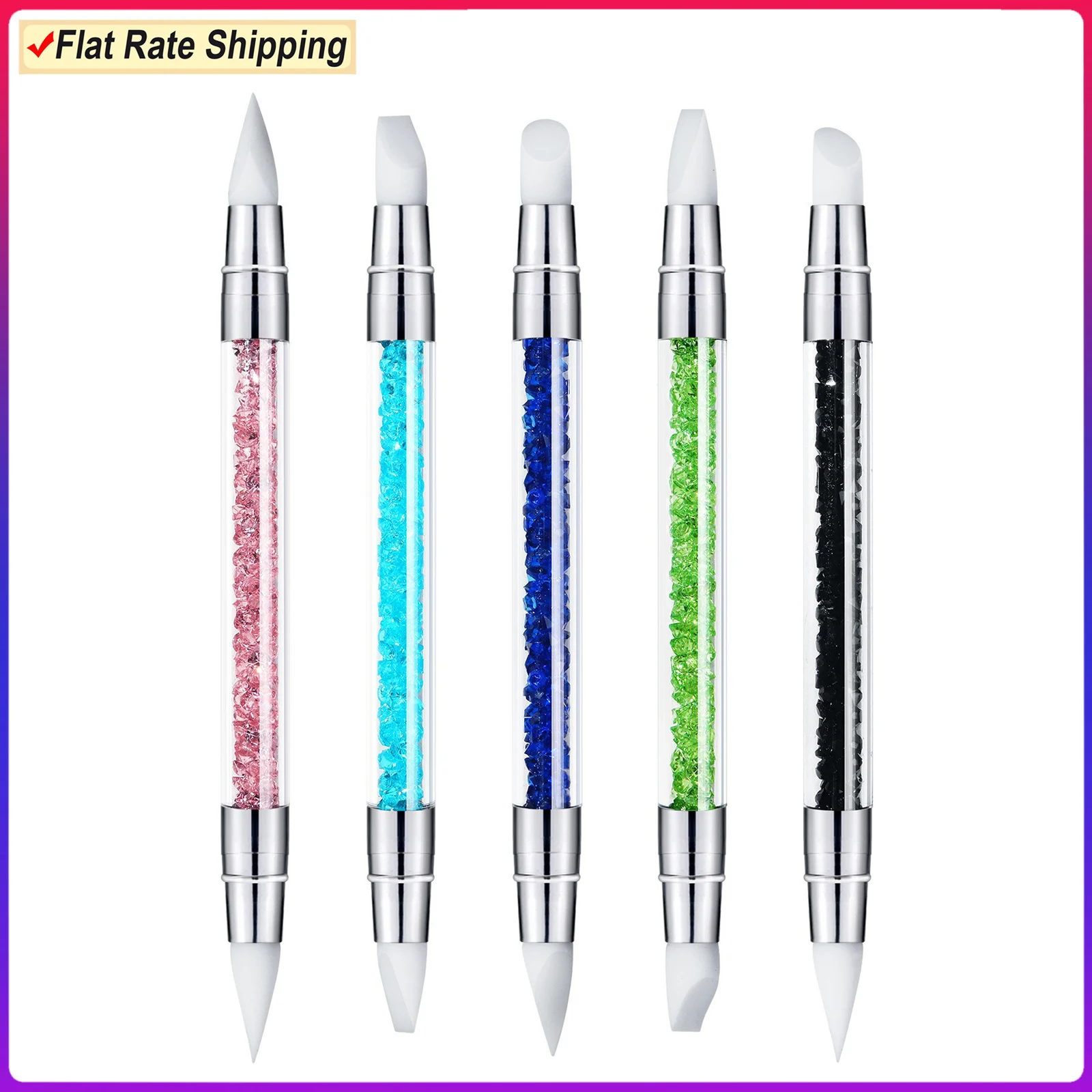 

Double Silicon Top Nail Art Pen with Gem Decoratoiin Nails Accesories