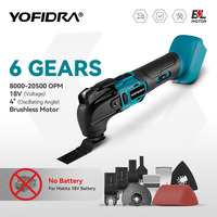 YOFIDRA 6Gears Brushless Electric Multifunction Oscillating Tool Electric Trimmer Saw with 23 Accessories For Makita Battery Pin
