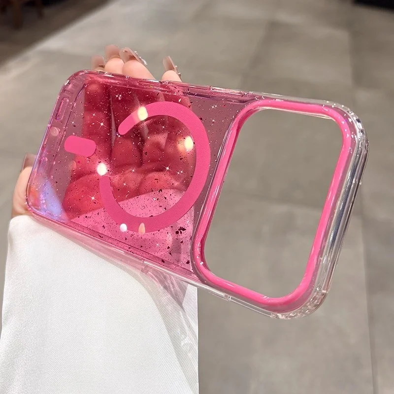 Glitzer-Pailletten, magnetisch, kabelloses Laden für Magsafe-Hülle für iPhone 17, 16, 15, 14, 13, Pro Max, stoßfeste Luftschutzabdeckung – Detail 11