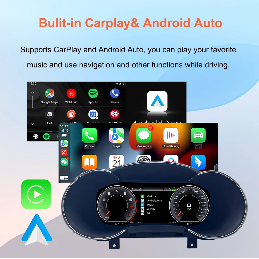 Bonroad 12,3-Zoll-Carplay-LCD-Digital-Cockpit für Audi A3 2013-2019 Virtuelles Cockpit Tachometer Armaturenbrett-Bildschirm Instrumenteneinheit – Detail 5