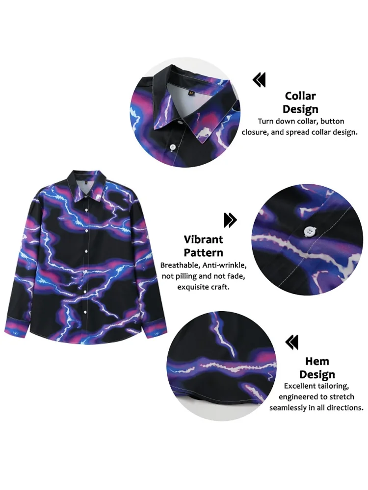 Gradient Color Men\'s Shirt Spring Single-breasted Lapel Design Shirt New Daily Fashion Casual Loose Comfortable Business Shirts