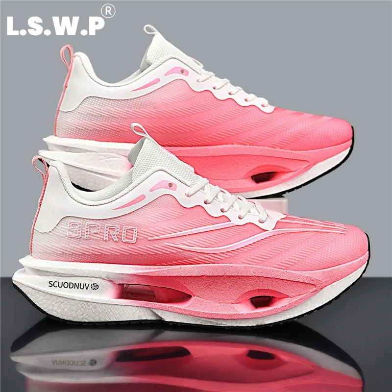 Men's Casual Sports Shoes, Couple's Style 9Pro, Men's Racing Running Shoes, Trendy Gradient Mesh Sports Shoes, Hollow-Out Suspension Thick-Soled High-Elastic Shock-Absorbing Running Shoes, Breathable, Lightweight, Wear-Resistant Outdoor Fitness Training Sports Shoes - view 5