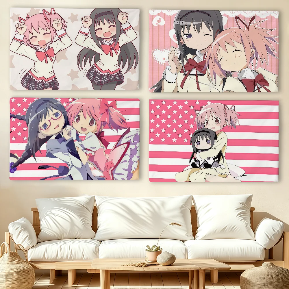 Outdoor Camping Anime - アニメ「魔法少女まどか☆マギカ」の旗、リビングルーム、自宅、寮の装飾、壁、アウトドア、キャンプ、パーティーのバナー、ギフトに。