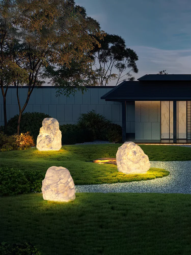 

Outdoor courtyard landscape light Garden imitation stone electricity connection resin waterproof decorative light