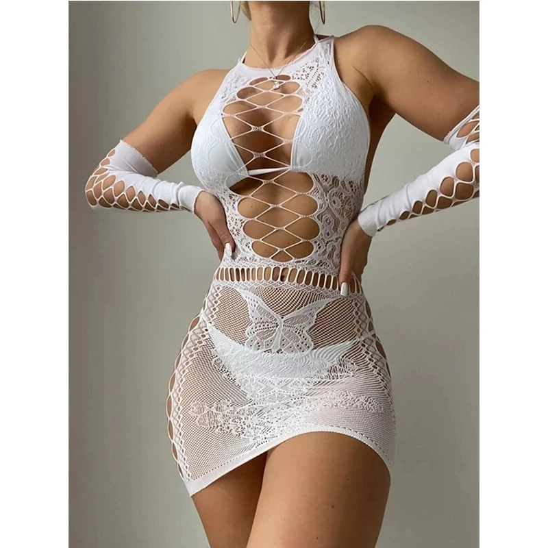 Sexy Lingerie Bodysuits Catsuit Women Transparent Crotchless Sex Clothes See Through Body Stockings Hot Erotic