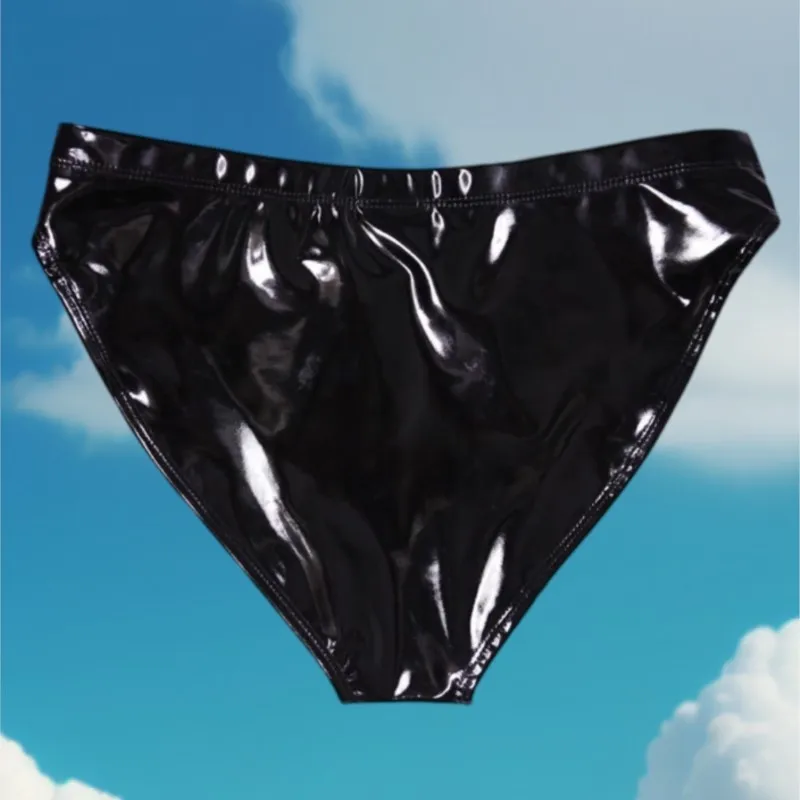 Gloss Sexy Patent Leather Women's Underwear Plus Size High Waist Smooth Soft Comfortable Dance Briefs Sissy Party Gift