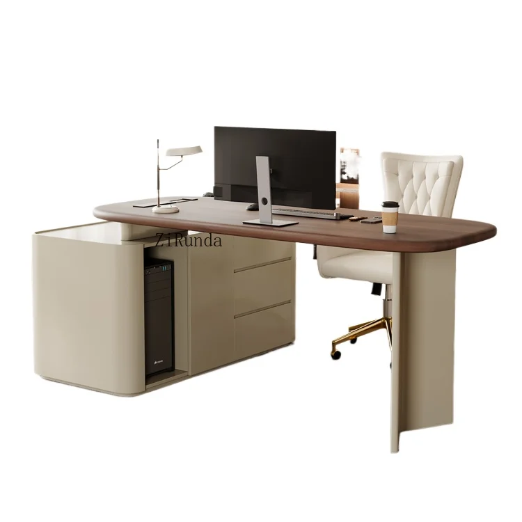 Medieval style high-end wholesale luxury modern wooden boss desk manager beige desk