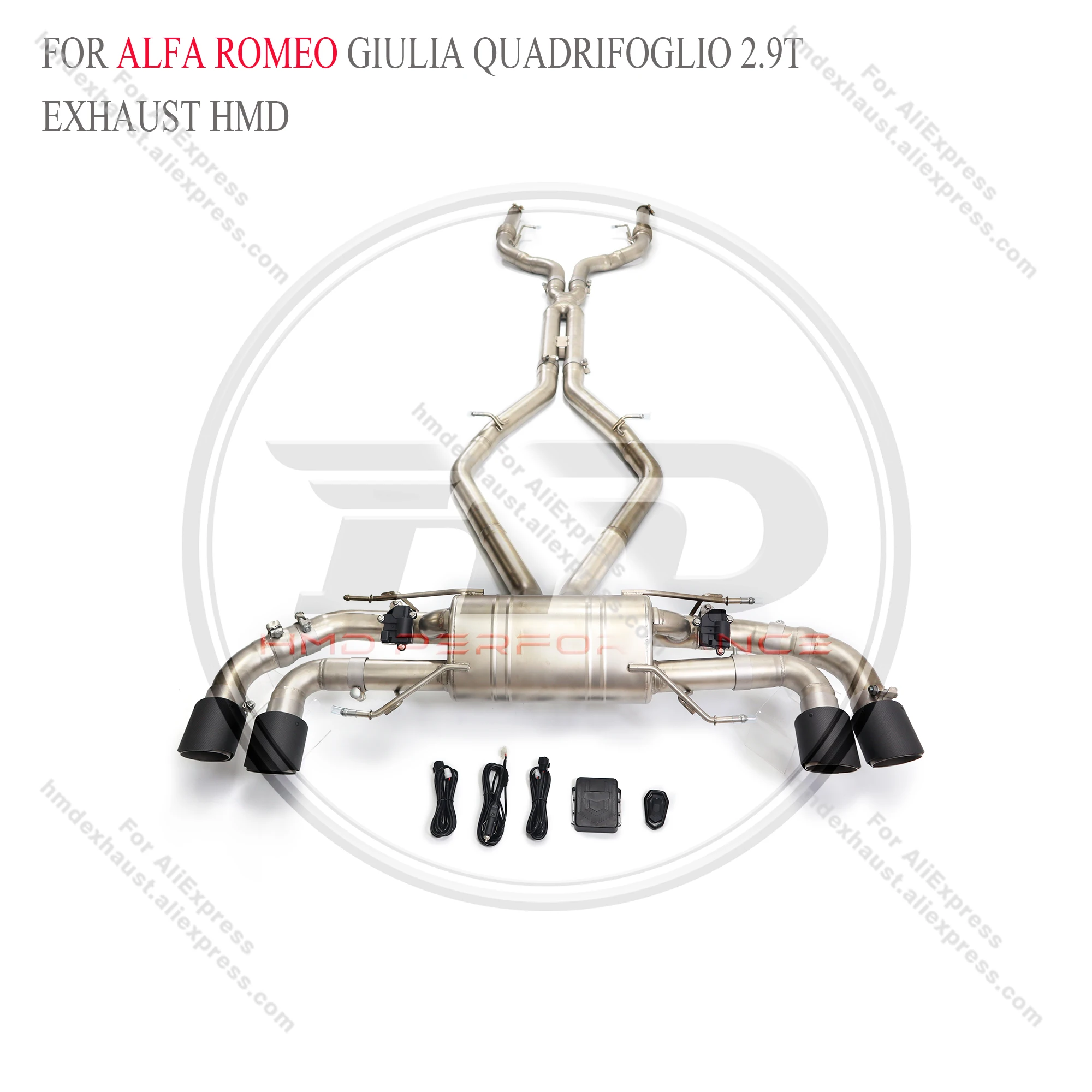 HMD Stainless Steel Exhaust System Performance Catback for Alfa Romeo Giulia  2.9T 2017+ Electronic Valve Muffler