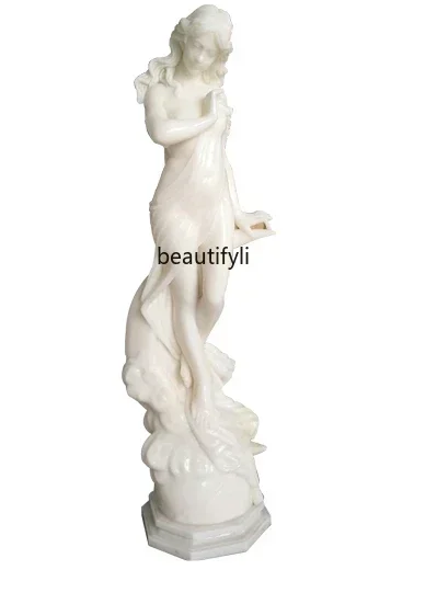 1Statua della dea della luna Marmo Marmo bianco Scultura in pietra Corpo umano Decorazione per interni ed esterni Scul