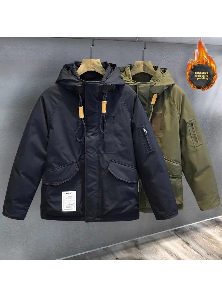 2025 New American Retro Workwear Cotton Jacket Men's Thickened Warm Hooded Multi-pocket Loose Versatile Trendy Outerwear