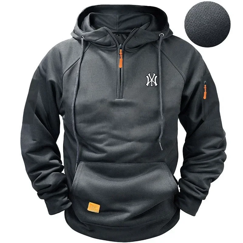 2025 Fashion Men multi-pocket zipper comfortable casual hoodie spring and autumn pullovers sweatshirts fitness hoodies