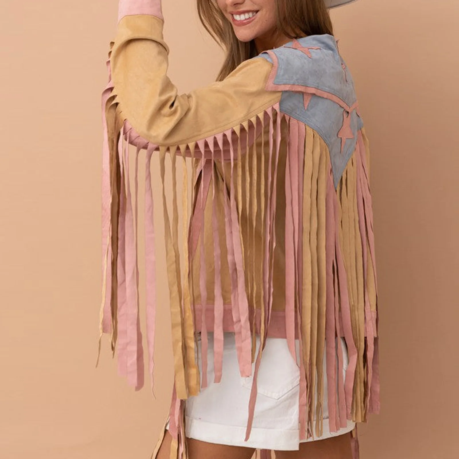 

Sweet Tassel Detail Jaet Women's Casual Top Outerwear Autumn Faion Ladies Premium ort Coat Other Material 00%