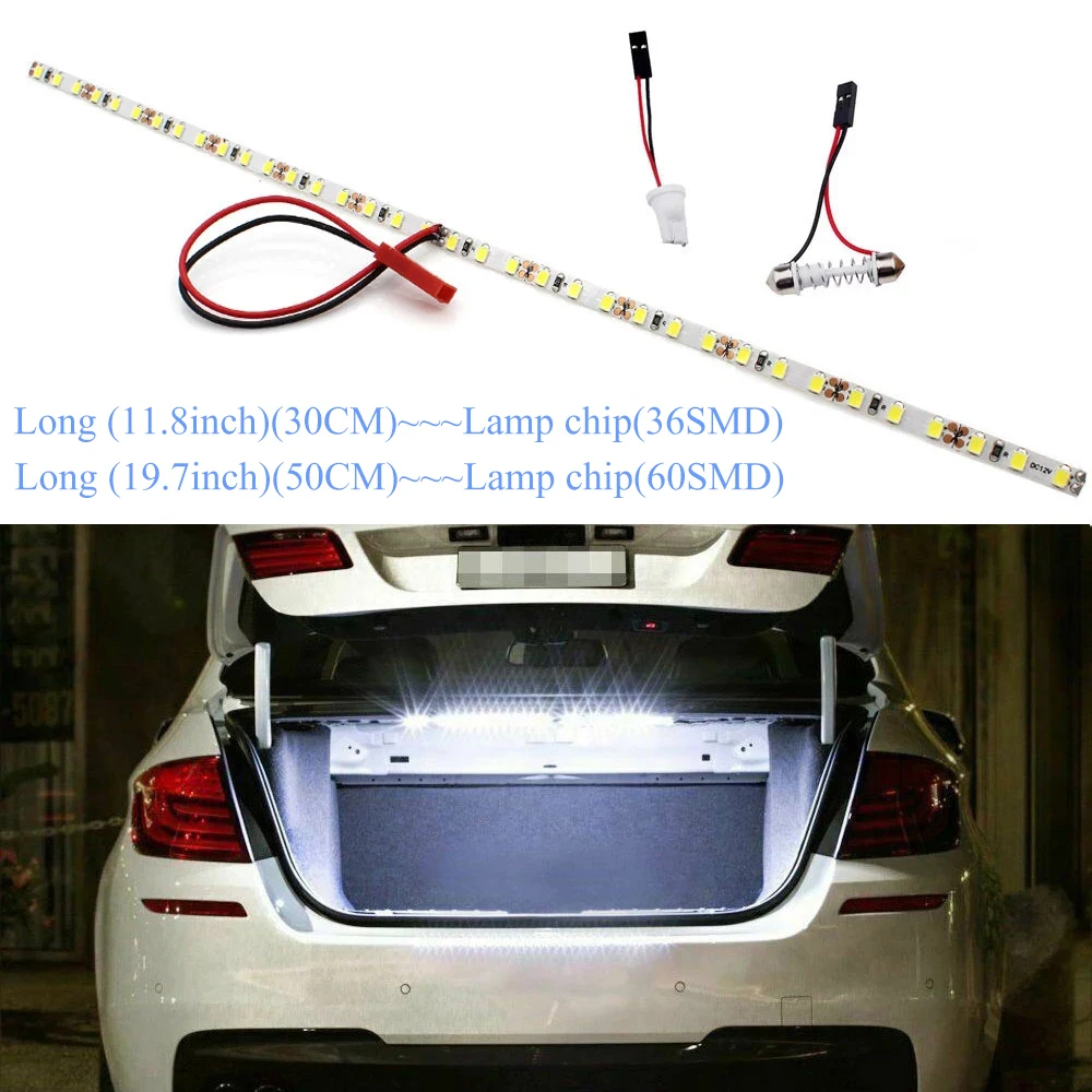 3600-12000LM LED Strip Light Tape Festoon T10 LED For Car Trunk Cargo Area Luggage Compartment Interior Illumination White 6000K